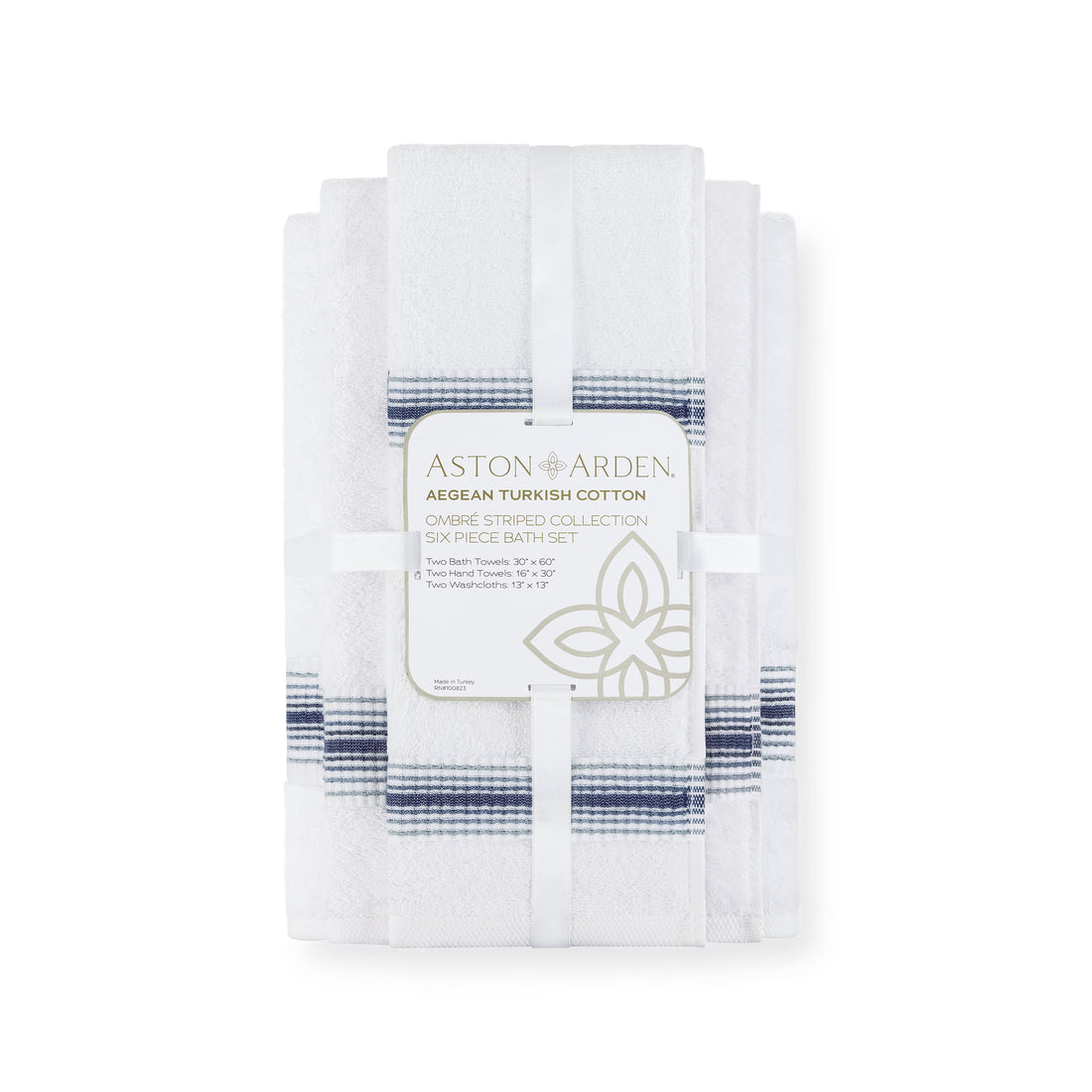 Aegean Ombré Stripe White Bath Towels