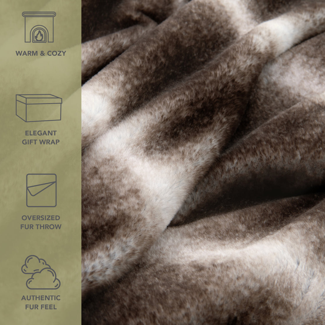 Bronze Moon Faux Fur Throw Blanket, Soft, Furry Texture, Oversized Throw, 50”x70”, with Premium Gift Box