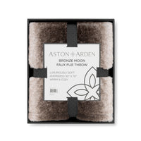 Bronze Moon Faux Fur Throw Blanket, Soft, Furry Texture, Oversized Throw, 50”x70”, with Premium Gift Box