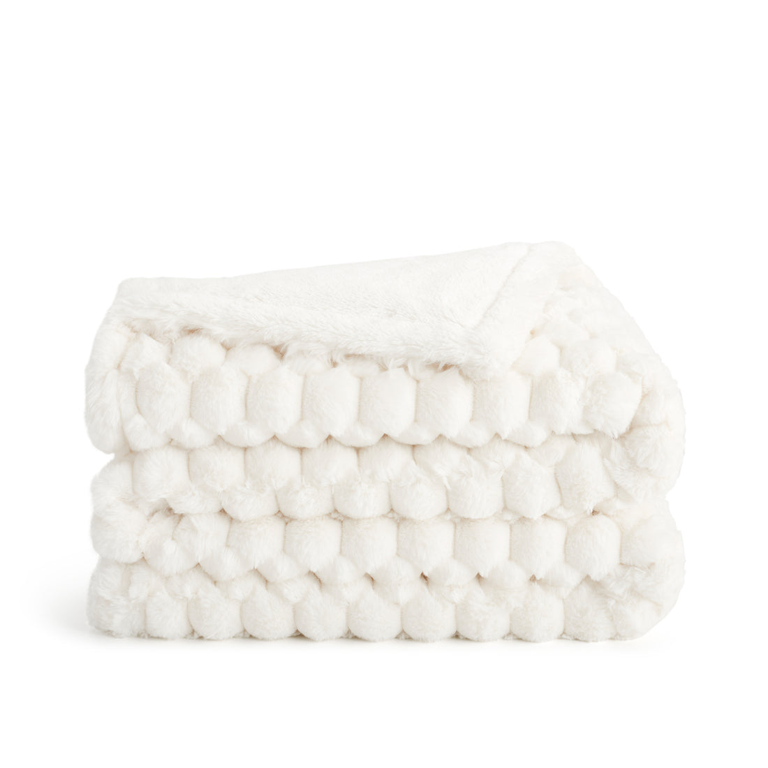 Cottontail Faux Fur Throw Blanket, Soft Rabbit Tail Texture, Oversized Throw, 50”x70”, with Premium Gift Box, Ivory