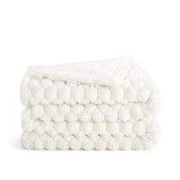 Cottontail Faux Fur Throw Blanket, Soft Rabbit Tail Texture, Oversized Throw, 50”x70”, with Premium Gift Box, Ivory