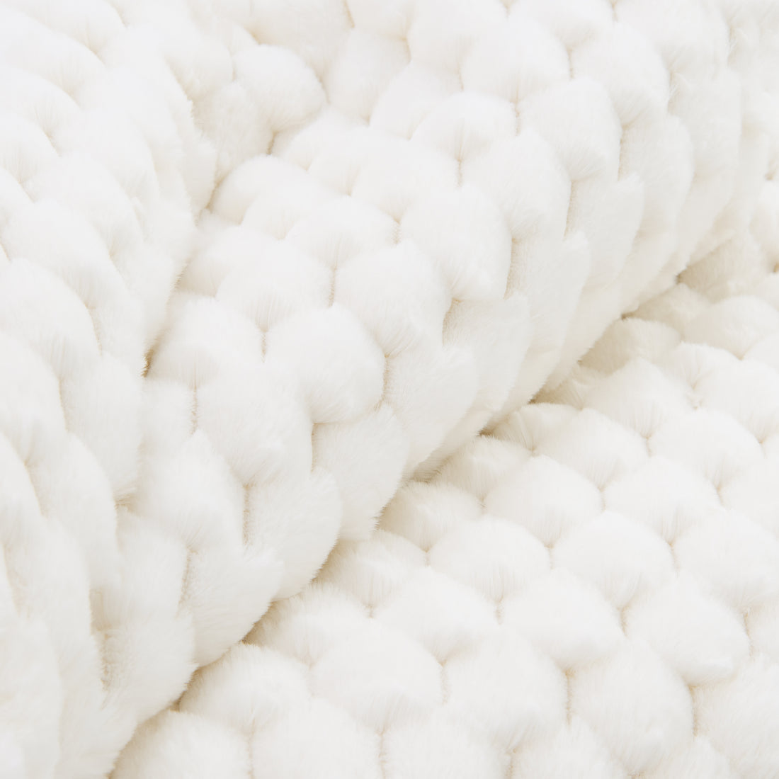 Cottontail Faux Fur Throw Blanket, Soft Rabbit Tail Texture, Oversized Throw, 50”x70”, with Premium Gift Box, Ivory