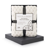 Cottontail Faux Fur Throw Blanket, Soft Rabbit Tail Texture, Oversized Throw, 50”x70”, with Premium Gift Box, Ivory