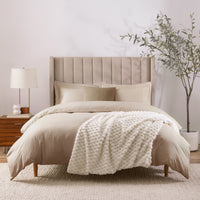 Cottontail Faux Fur Throw Blanket, Soft Rabbit Tail Texture, Oversized Throw, 50”x70”, with Premium Gift Box, Ivory