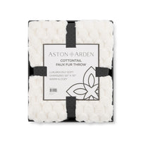 Cottontail Faux Fur Throw Blanket, Soft Rabbit Tail Texture, Oversized Throw, 50”x70”, with Premium Gift Box, Ivory