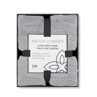 Luxe Grey Mink Faux Fur Throw Blanket, Plush, Modern Jacquard Texture, Oversized, 50”x70”, with Premium Gift Box