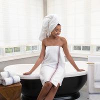 Aegean Ombré Stripe White Bath Towels