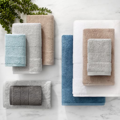 Aegean Chic Terry Border Solid Bath Towels