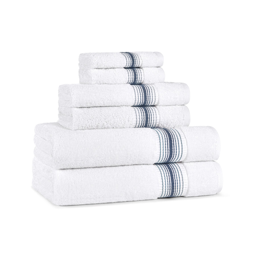 Aegean Ombré Stripe White Bath Towels