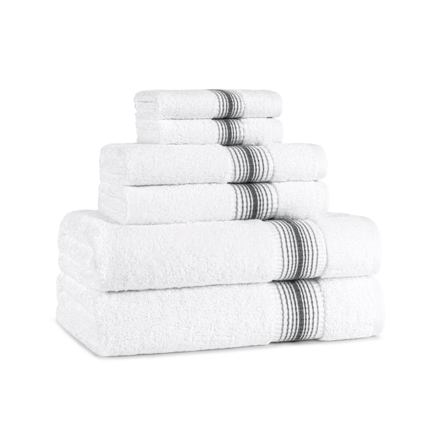 Aegean Ombré Stripe White Bath Towels