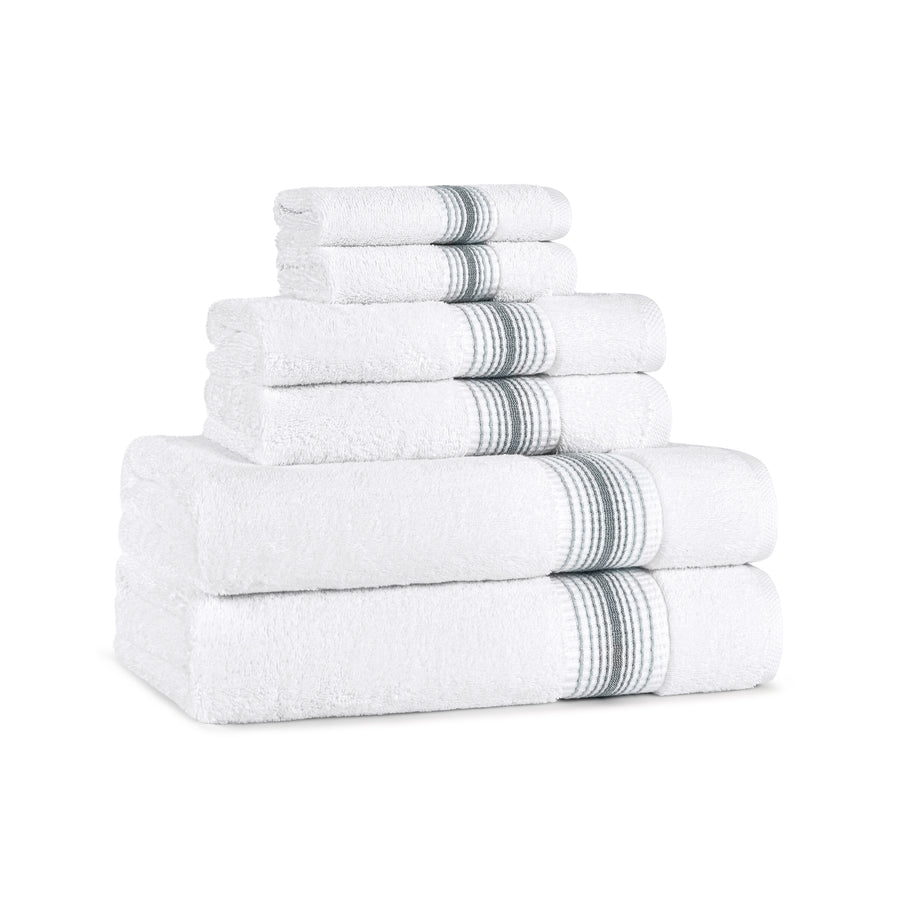 Aegean Ombré Stripe White Bath Towels