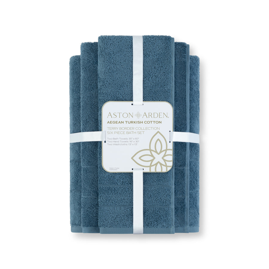 Aegean Chic Terry Border Solid Bath Towels