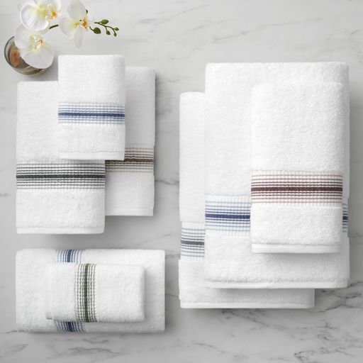 Aegean Ombré Stripe White Bath Towels