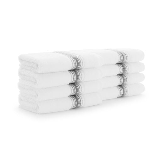 Aegean Ombré Stripe White Bath Towels