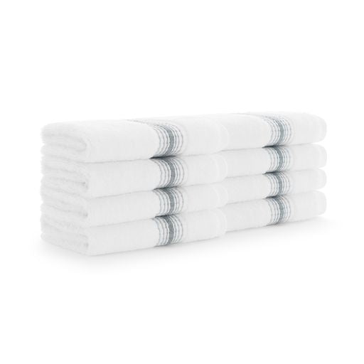 Aegean Ombré Stripe White Bath Towels